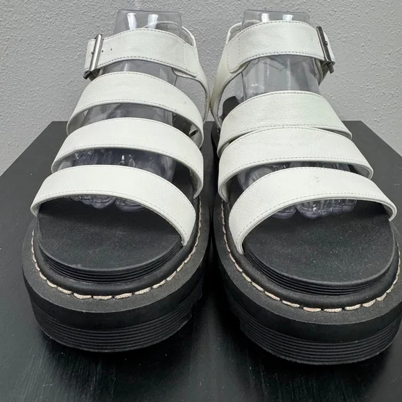 Unionbay Dulce Sandal Women 9.5 White Black Strappy Faux Leather Platform Casual - Picture 4 of 12